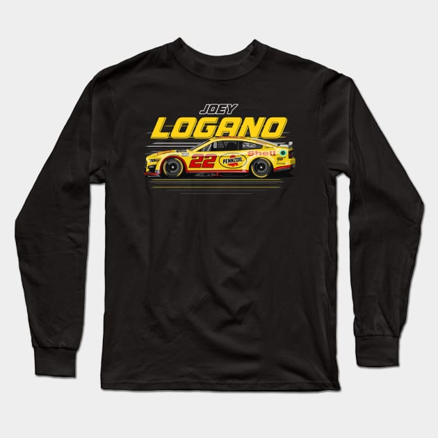 Joey Logano #22 Mustang Long Sleeve T-Shirt by stevenmsparks